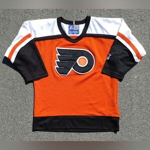 Vtg 90s Starter NHL Philadelphia Flyers Youth Kids Long Sleeve Mesh Hockey Jerse